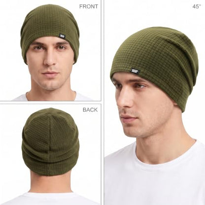 LONGLONG Winter Slouchy Beanie Hat Lightweigh Warm Skull Cap for Men Women - color: Heather Military Green