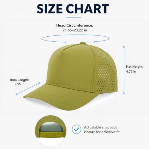 5 Panel Baseball Cap Quick Dry Mesh Snapback Hat for Women Men - color: Mustardgreen
