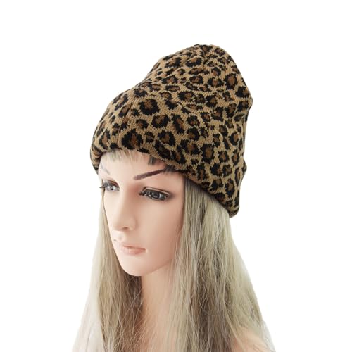 Leopard Print Beanie Hat Cheetah Pattern Skull Cap Double Layer Cuffed Watch Hats for Women, Men