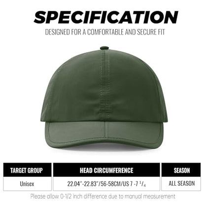 Clakllie Quick Dry 5 Panel Cap for Men Summer Folding Outdoor Hat Breathable Baseball Cap Unstructured Running Hiking Hats - color: Cduk-bssq2582-army Green