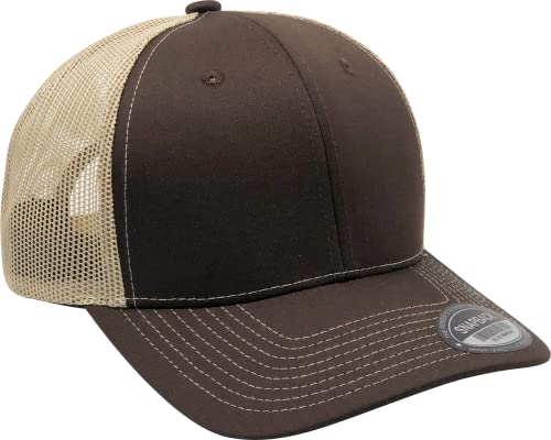 L2K Classics Plain Trucker Mesh Cap Baseball Cap - Mens Hats Trucker Hats for Men - color: Brown/Khaki