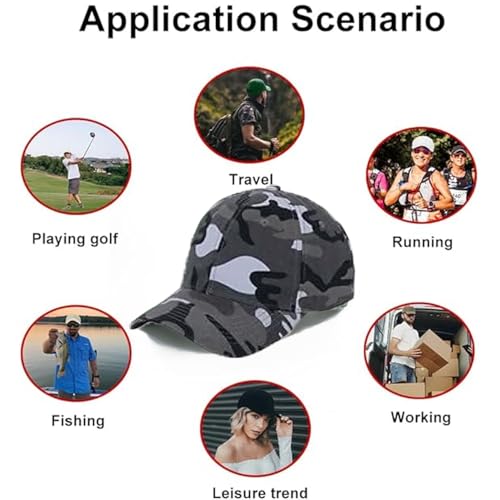 ZH Plain Adjustable Baseball Cap - Lot of 12 Unisex Blank Design Caps - color: Gray Camo