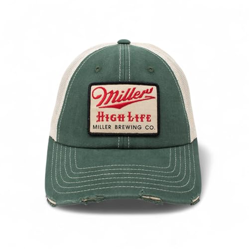 AMERICAN NEEDLE Miller High Life Beer Patch Unisex Adjustable Snapback Baseball Hat - color: Orville (Stone/Green)