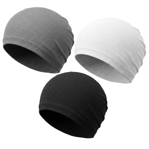 3-Pack Cooling Skull Caps for Men Women Breathable Mesh Helmet Liner Running Hats Quick Dry Beanie for Summer Cycling Wicking Gym & Winter Sun Protection