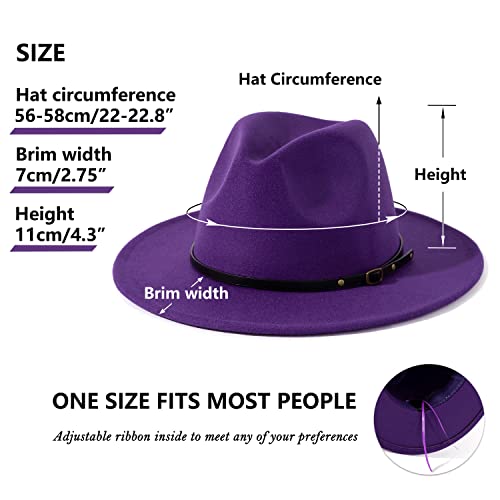Lisianthus Women Belt Buckle Fedora Hat - color: Purple