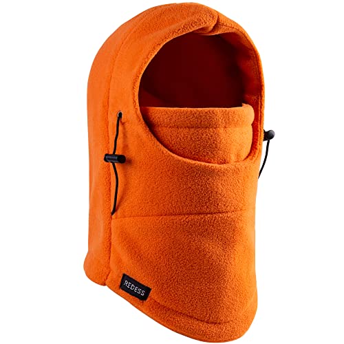 REDESS Winter Windproof Hat, Unisex Children Heavyweight Balaclava, Ski Mask with Thick Warm Fleece Face Cover - color: Orange