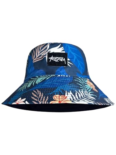 Packable Reversible Printed Bucket Hat Unisex for Men Women Beach Fisherman Cap - color: Blue