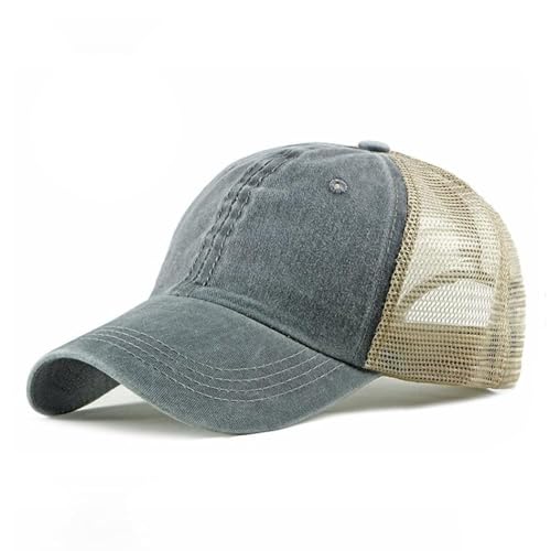 CLAPE Vintage Mesh Baseball Cap Low Profile Trucker Hat for Men Breathable Cotton Summer Cool Hat Outdoor Ball Cap - color: Zm02-gray