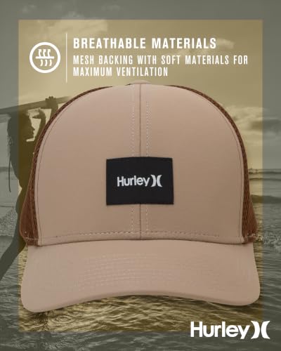 Hurley Mens Trucker Hat Fairway Mesh Trucker Hat, Quick Dry Snapback - color: Rustic Brown