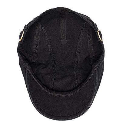 VOBOOM Men Cotton Newsboy Beret Hat Duckbill Buckle Cabbie Cap - color: Cotton-black