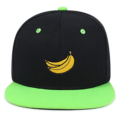 JPAK Banana Fruit Hip-Hop Snapback Hat Embroidered Baseball Cap Monkey - color: 20. Black/Neon Green