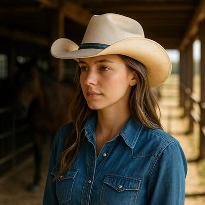Gamboa Horsehair Hat Band for Cowboy Hats - color: Blue and Gray