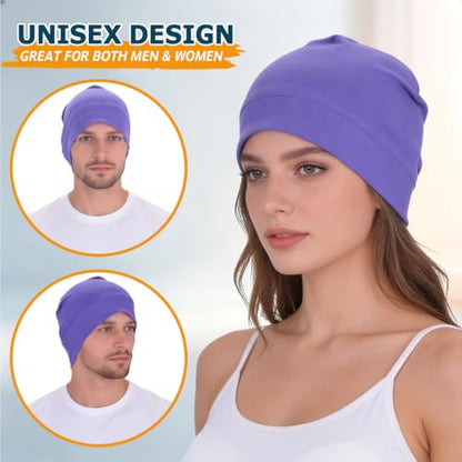 Headshion 100% Cotton Skull Caps Beanie Sleeping Hats for Men Women - color: Purple, Light Purple