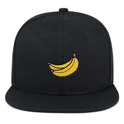 JPAK Banana Fruit Hip-Hop Snapback Hat Embroidered Baseball Cap Monkey - color: 04. Black