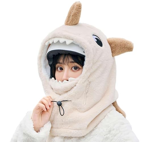 Ski Helmet Cover,Cute Shark Hood Ski Mask,for Women Men Riding Skiing Climbing - color: Beige