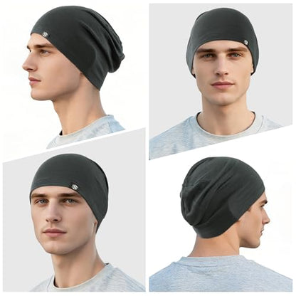 WTACTFUL 3-Pack Soft Viscose Slouchy Beanie Skull Cap for Men and Women - color: Black+gray+green