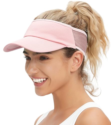 Sun Visor Hats Lightweight Stretchy for Running Tennis Golf - color: Pink