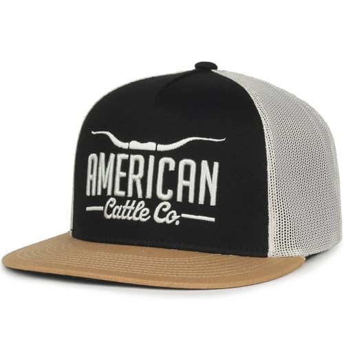 Longhorn Adjustable Snapback Western Hat - color: Black/Putty