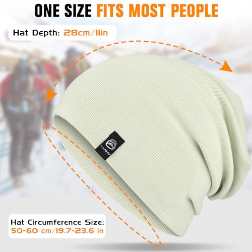 YANIKY Slouchy Beanie for Women, Mens Soft Cotton Beanie Hat, Double Layer Windproof Skull Cap for All Seasons - color: Light Green