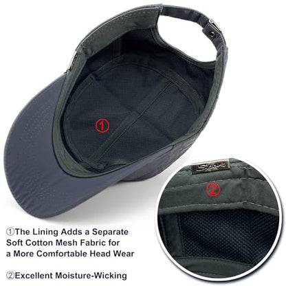 Loneshark Water Resistant Military Hat Quick Dry Cadet Cap Army Flat Top - color: Sport-logo-grey