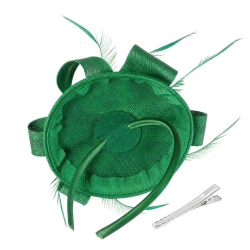 Flower Fascinator Hat Headband Clip for Women Tea Party - color: Green-02