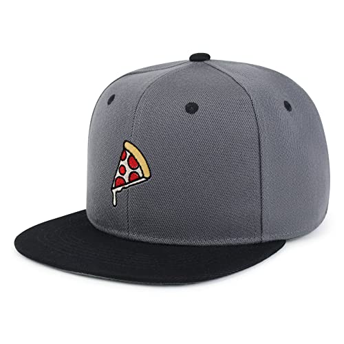 JPAK Pizza Hip-Hop Snapback Hat Embroidered Baseball Cap Foodie - color: 30. Dark Grey/Black