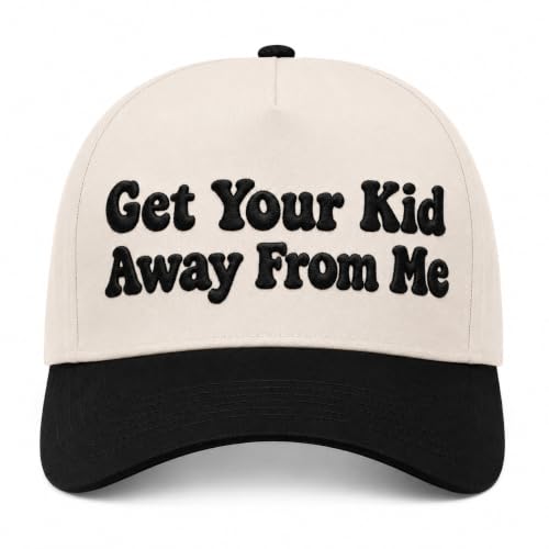 Embroidered Trucker hat for Women Men Baseball Hat Adjustable Unisex Cotton for Soccer Supporters - color: Get Your Kid Away from Me Black