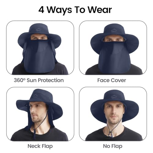 Sun Hats for Men Women UPF 50+ Waterproof Bucket Hat - color: Dark Blue