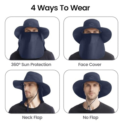 Sun Hats for Men Women UPF 50+ Waterproof Bucket Hat - color: Dark Blue