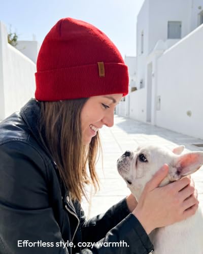Beanie for Men Women, Winter Double Layer Warm Hat Skull Cap - color: Black+grey+burgundy