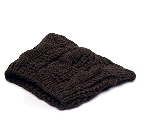 Women Winter Wool Baggy Beret Beanie Cute Devil Cat Ear Crochet Braided Knit Hat Ski Cap - color: Black