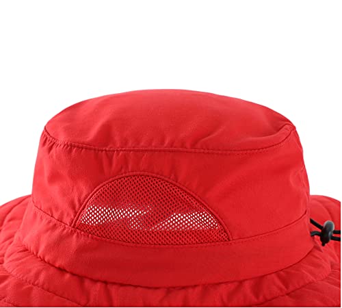 Connectyle Kids Sun Hat for Boys Girls Wide Brim Bucket Hat UPF 50+ Sun Protection Hat Breathable Summer Beach Hat - color: Red