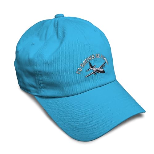 Speedy Pros Soft Baseball Hat Embroidered Dad Hat C-130 I'd Rather Be Flying Men & Ladies Baseball Cap Cotton - color: Aqua Design Only