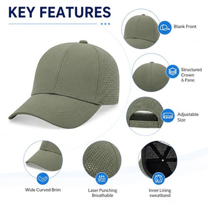 Quick Dry Baseball Cap Curved Brim Snapback Hat Mesh for Men Women - color: Black+navy+sagegreen