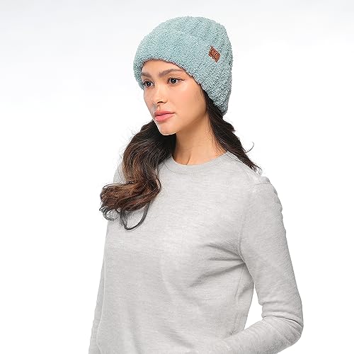 C.C Fuzzy Beanie for Women Unisex - Acrylic Stretchable Soft Warm Knit Winter Skully Hat - color: Acrylic-winter Mint