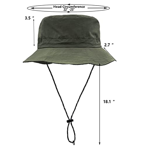 woogwin Waterproof Bucket Rain Hat with Chin Strap Quick Dry Packable Boonie Sun Hat Safari Hat UV Protection - color: Green