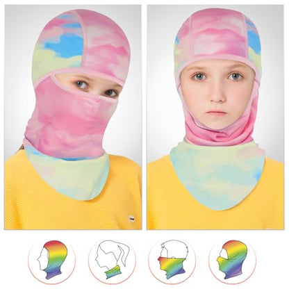 Venswell Kids Balaclava Windproof Ski Mask Winter Face Warmer for Cold Weather Boys Girls - color: A-2-colorful 1