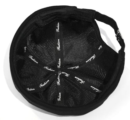 2 Pcs Mens Brimless Docker Cap Set - Retro Worker Sailor Skull Cap Beanie with Rolled Cuff - color: Black