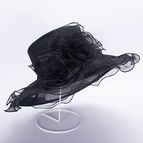 Lawliet Womens Dressy Wide Brim Church Wedding Occasion Sun Hat A613 - color: Black