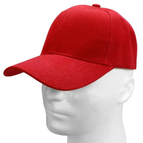 Falari Wholesale Bulk Lot 12-Pack Baseball Cap Adjustable Size Plain Blank Solid Color - color: Red