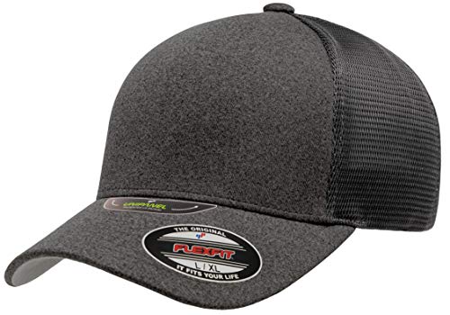 Flexfit Melange Unipanel Trucker Cap - color: Dark Grey, size: Small-Medium