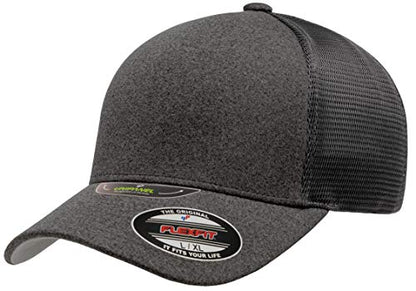 Flexfit Melange Unipanel Trucker Cap - color: Dark Grey, size: Small-Medium