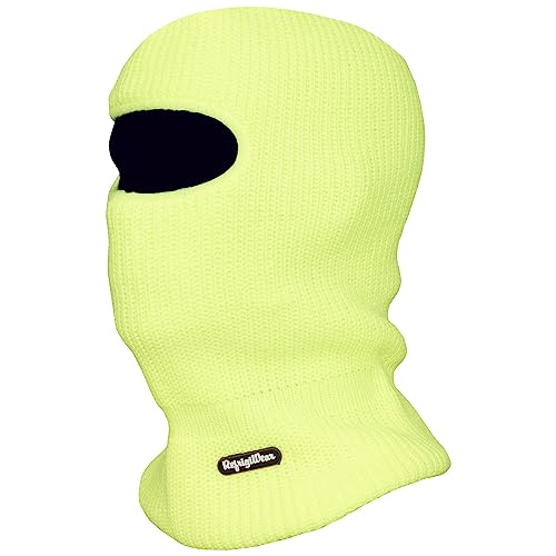 RefrigiWear 2-Layer Acrylic Knit Open-Hole Balaclava Face Mask, High Visibility - color: Lime