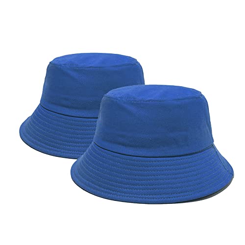 PFFY 2 Packs Bucket Hat for Women Men Cotton Hats Sun Beach Fishing Cap - color: 2 Packs Royalblue