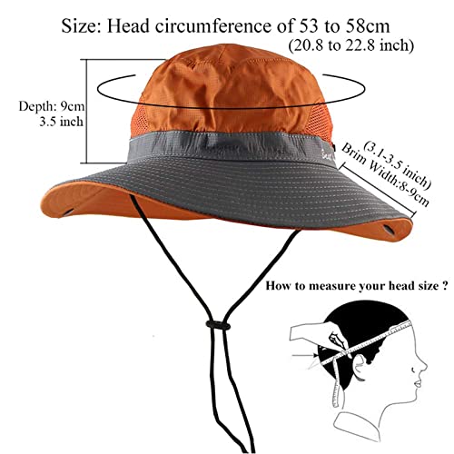 ZOORON Women's Ponytail Safari Sun Hat,Wide Brim UV Protection Bucket Hat - color: 2-black+grey