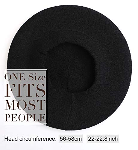 Sumolux Women Beret Hat French Beret Beanie Cap Classic Solid Color - color: Black, size: One Size