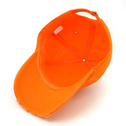 Distressed Baseball Cap for Men Women Cotton Dad Hat - color: Orange