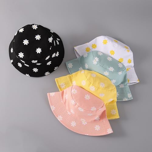 Reversible Bucket Hats for Women Men Flower Cotton Summer Travel Beach Sun Hats Packable Bucket Hats - color: Pink a