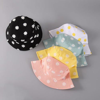 Reversible Bucket Hats for Women Men Flower Cotton Summer Travel Beach Sun Hats Packable Bucket Hats - color: Pink a