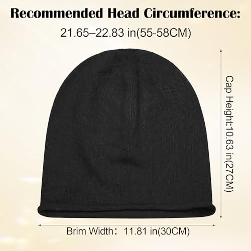 Cuffbow 100% Linen Beanie Summer Cooling Beanie for Men Women Slouchy Lightweight Hat Baggy Breathable Slouch Cap - color: Black